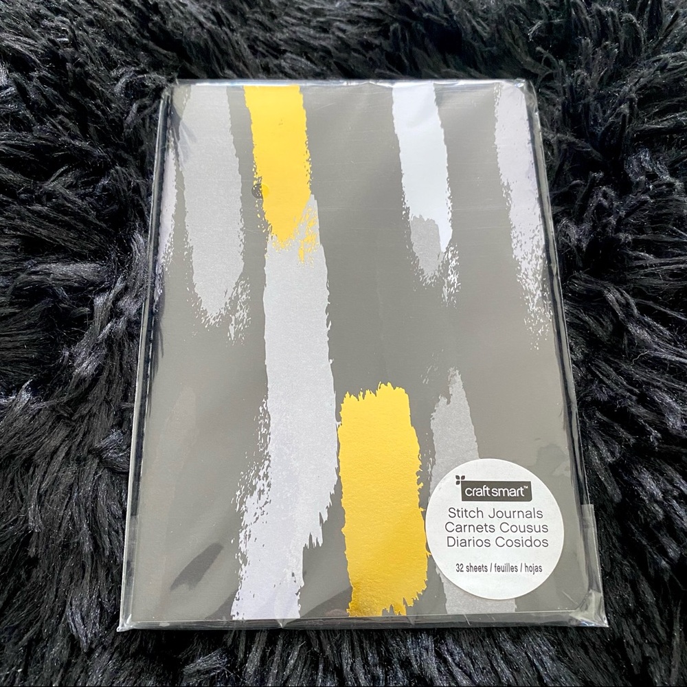 🍓 Black Metallic Gold White Grey Brush Strokes Journal Notebook